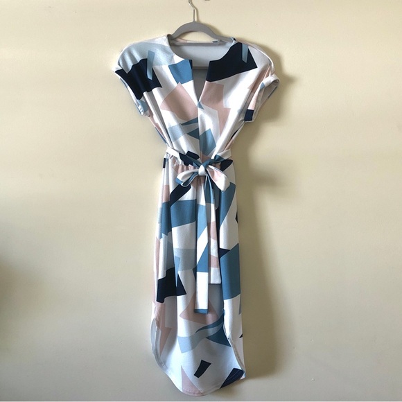 Hapsha Midi Dress Mod Retro Vintage Pattern Colorblock Statement Piece - Picture 2 of 13